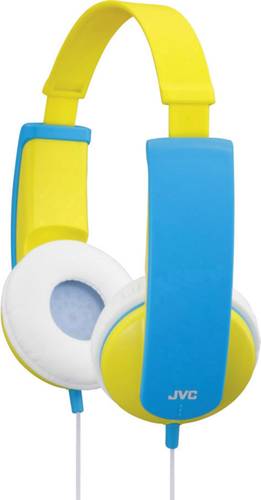 JVC HA-KD5-Y-E Kinder On Ear Kopfhörer kabelgebunden Gelb, Blau Lautstärkebegrenzung, Leichtbügel von JVC