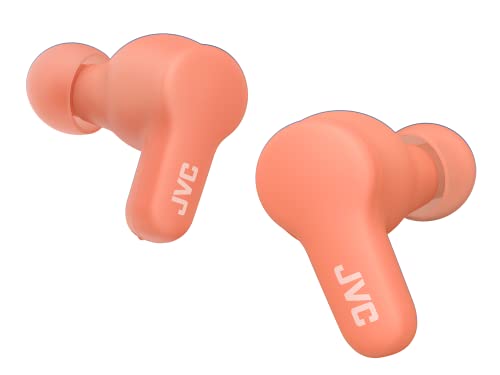 JVC HA-Z77T-P Gumy True Wireless Kopfhörer mit weichen Elastomer Ohrstöpseln, 3 Sound-Modi, Bluetooth 5.3, 24 Std. Akkulaufzeit, iPX4 Spritzwasserschutz, (Peach Pink) von JVC
