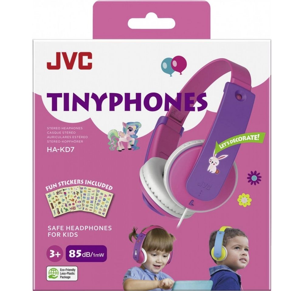 JVC JVC HA-KD7PNE Pink UE Kinderkopfhörer Kopfhörer (Ideal für Kinder mit reduzierter Lautstärke, Kabelgebunden, Kindgerechtes Design in kräftigen Farben) von JVC