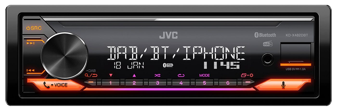 JVC JVC KD-X482DBT USB-Autoradio mit DAB+ & Bluetooth, Alexa, 4x50W, 2,5V Autoradio von JVC