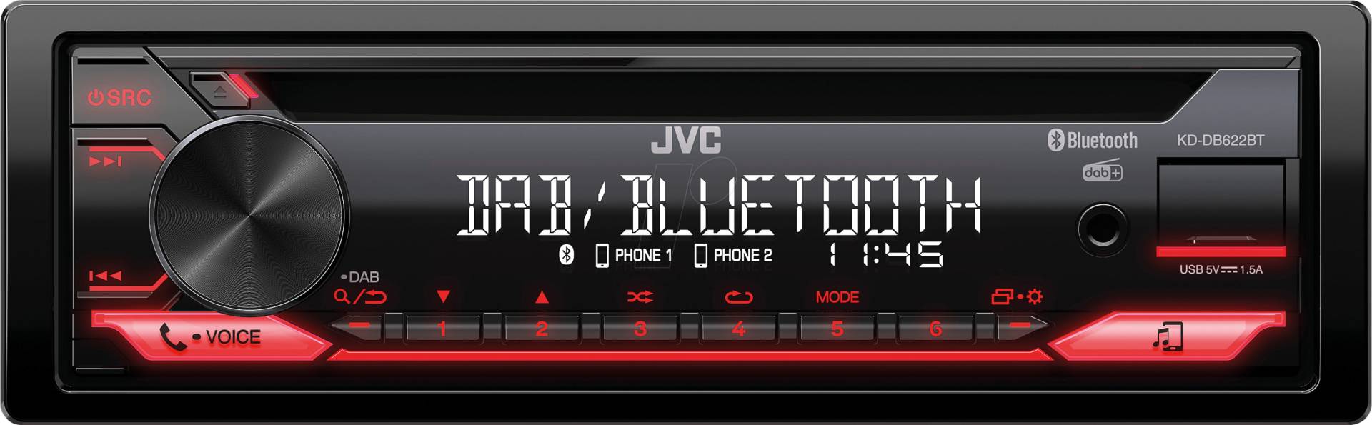 JVC KD-DB622BT - Autoradio, CD, DAB+, BT, USB, 50 W von JVC