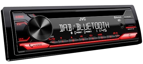 JVC KD-DB622BT CD-Autoradio mit DAB+ und Bluetooth Freisprecheinrichtung (Soundprozessor, USB, AUX-In, Spotify Control, 4 x 50 Watt, rote Tastenbeleuchtung, Ohne Antenne) von JVC