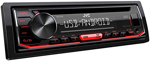 JVC KD-T402 CD-Autoradio mit RDS (Hochleistungstuner, USB, AUX-Eingang, Android Music Control, Bass Boost, 4x50 Watt, Rot) Schwarz von JVC