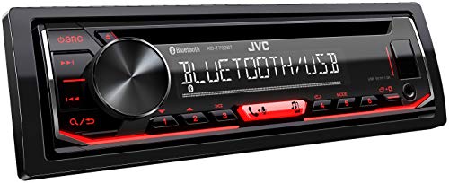 JVC KD-T702BT CD-Autoradio mit Bluetooth Freisprecheinrichtung ( Hochleistungstuner, Soundprozessor, USB, Android & Spotify Control, 4x50 Watt, Rot/Schwarz) von JVC