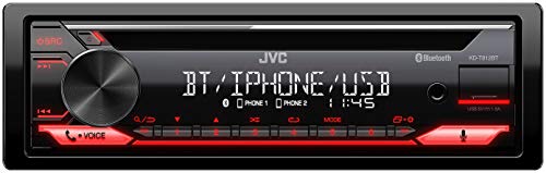 JVC KD-T812BT CD-Receiver mit BT-Freisprecheinrichtung (Alexa built-in, Hochleistungstuner, Soundprozessor, USB, AUX, Spotify Control, 4 x 50 Watt, Tastenbeleuchtung rot) von JVC