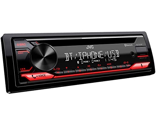 JVC KD-T812BT CD-Receiver mit BT-Freisprecheinrichtung (Alexa built-in, Hochleistungstuner, Soundprozessor, USB, AUX, Spotify Control, 4 x 50 Watt, Tastenbeleuchtung rot) von JVC