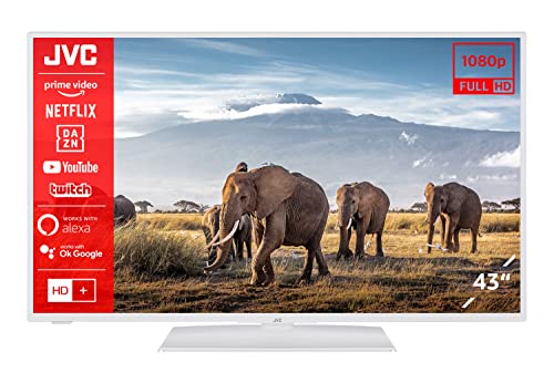JVC LT-43VF5155W 43 Zoll Fernseher/Smart TV (Full HD, HDR, Triple-Tuner, Bluetooth) - Inkl. 6 Monate HD+ [2023], Weiß von JVC