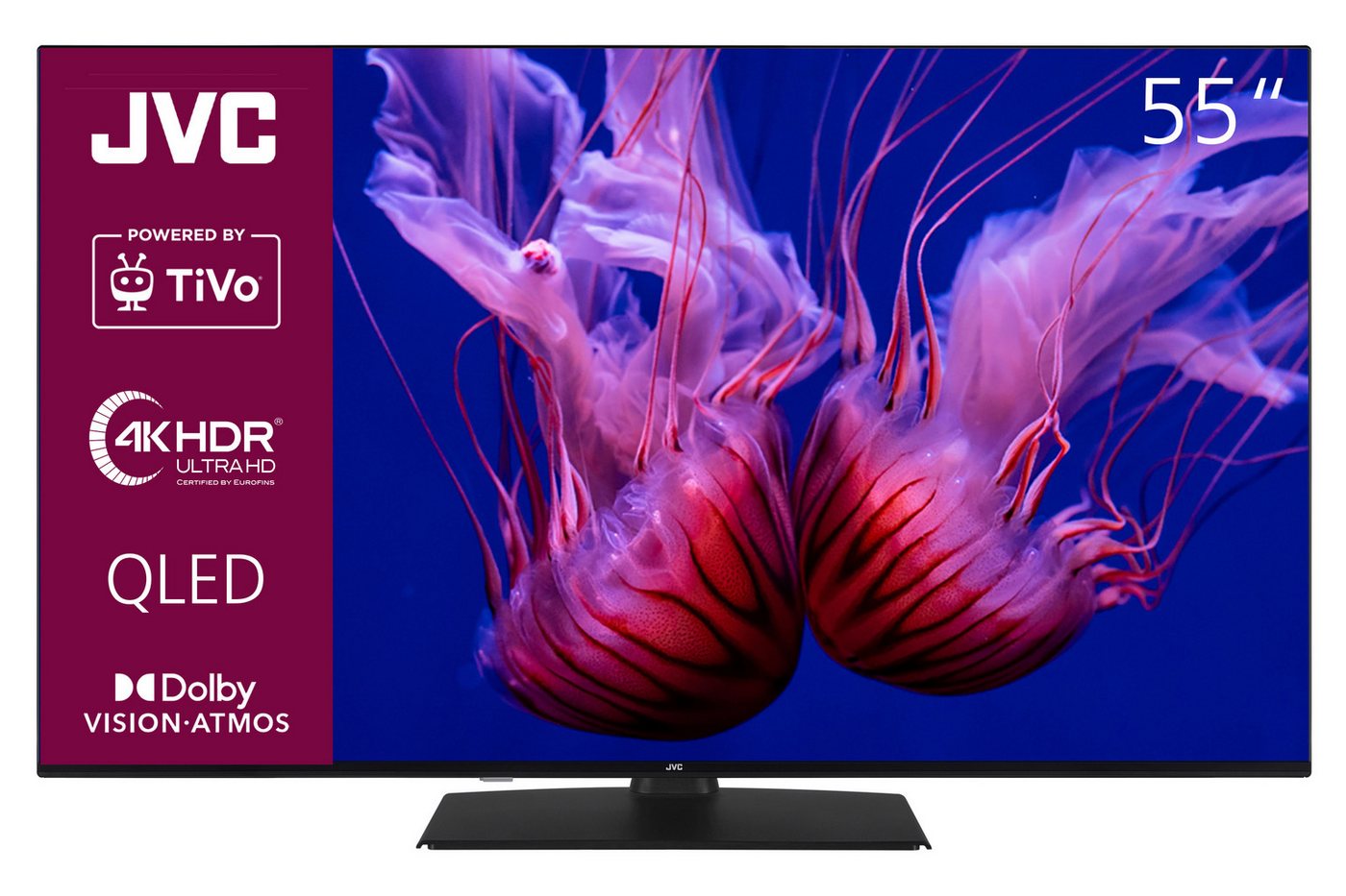 JVC LT-55VUQ3455 QLED-Fernseher (139 cm/55 Zoll, 4K Ultra HD, Smart TV powered by TiVo, Smart TV powered by TiVo, HDR Dolby Vision, Triple-Tuner, 6 Monate HD) von JVC