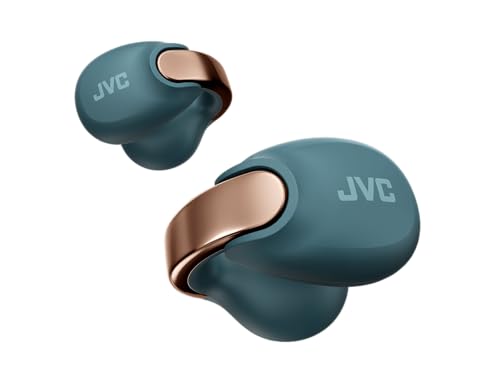 JVC NEARPHONES HA-NP1T-A - True Wireless Ohrhörer im Schmuckdesgin, Bequeme Passform, Schnellladefunktion, Multipoint-Verbindung, Bluetooth 5.3, 24 Std. Akkulaufzeit, App - (Türkisblau) von JVC