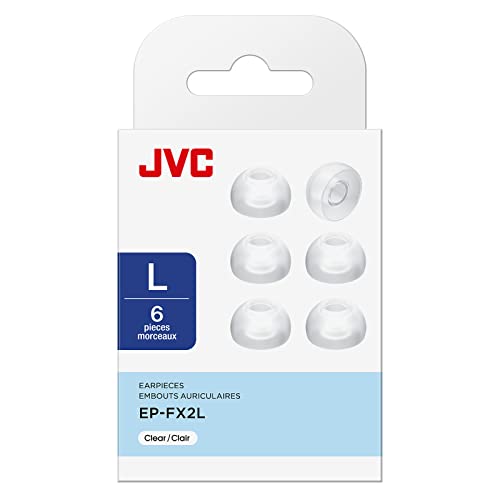 Ohrpolster aus Silikon für Kopfhörer, Set mit 6 Ersatz-Ohrhörern, universelle Standardgröße, in 2 Farben und 3 Größen, JVC EP-FX2L-Z (transparent) von JVC