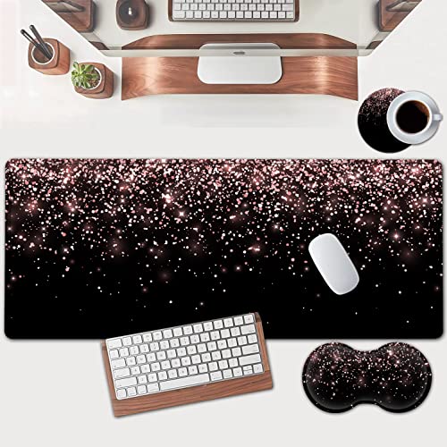 Großes Mauspad, erweitertes Büro-Schreibtisch-Pad, 80 x 30 cm, ergonomische Memory-Schaum-Maus-Handgelenkauflage, Unterstützung für Zuhause, Büro, Computer, Schreibblock, Roségold, Farbverlauf, Großes Mauspad, erweitertes Büro-Schreibtisch-Pad, 80 x 30 cm, ergonomische Memory-Schaum-Maus-Handgelenkauflage, Unterstützung für Zuhause, Büro, Computer, Schreibblock, Roségold, Farbverlauf, von JVGFYNKL