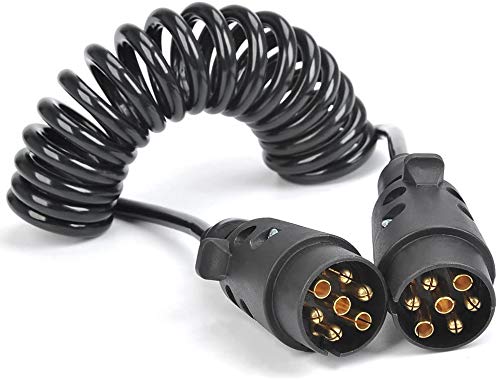 JVJ Adapterkabel Anhänger Verlängerungskabel Adapter Spiralkabel 7 Polig auf 7-polig 2m männlich 7-polig Verbindungskabel Anhängerkabel Auto weniger 12V für Wohnwagen Wohnmobil PKW Anhänger Zubehör von JVJ