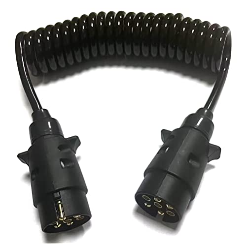 JVJ Adapter Stecker Spiralkabel 7 Polig auf 7-polig Adapterkabel Anhänger Verlängerungskabel 3m männlich 7-polig Verbindungskabel Anhängerkabel Auto weniger 12V von JVJ