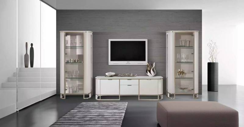 JVmoebel TV-Ständer 2x Glasvitrine neues Wohnzimmer Set modern 2tlg Farbe weiß TV-Ständer, (2-tlg., TV Staender, 2x Vitrine, Made in Europa) von JVmoebel