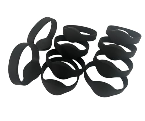 JWFKWNH MI Classic 1K wasserdichtes Armband, 13,56 MHz NFC-Armband, ISO14443a Intelligente Zugangskontrolle, IC-Armband, Schwarz, 10 Stück von JWFKWNH