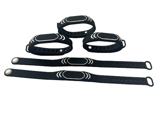 JWFKWNH NTAG213 NFC Intelligentes wasserdichtes Zugangskontrollarmband, 13,56 MHz RFID-Management-Armband (schwarz), 5 Stück von JWFKWNH