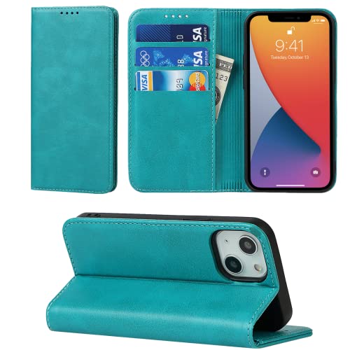 JWS-C Schutzhülle für iPhone 13 Mini, Luxus-Leder, mit Kartenfächern, stoßfest, für iPhone 13 Mini 5G, Himmelblau von JWS-C