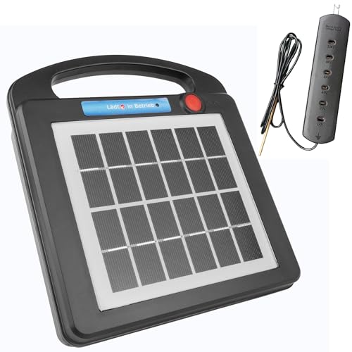 Weidezaungerät 12v Solar 12 Volt Elektrozaungerät 12V Elektrozaun Batterie, Weidezaungerät Solar Mini:2.2Km 100mJ ID6100 + Zaunprüfer von JWS