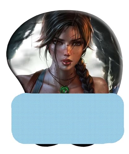 JWZPILLOW Tomb Raider 3D-Anime-Mauspads mit Handgelenkauflage, Silikon-Gel, lustige Geschenke, Gaming-Mauspads, 2-Wege-Haut (Laura 1) von JWZPILLOW