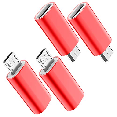 USB-C-auf-Micro-USB-Adapter, Typ C-Buchse auf Micro-USB-Stecker, Konvertierungsstecker, kompatibel mit Samsung Galaxy S7/S7 Edge, Nexus 5/6 und Micro-USB-Geräten (rot) von JXMOX