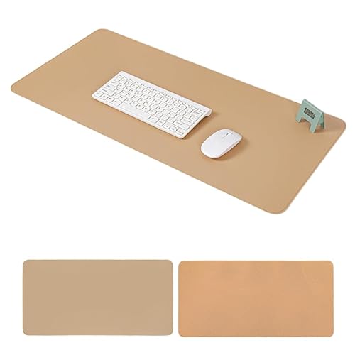 Schreibtischunterlage, Mauspad Mit Leder Und Rutchfeste Wildleder, Multifunktionales Office Mousepad Laptop Schreibunterlage, Tischschutz Unterlage Für Büro/Home-Office (Aprikose + Kork,60cm*30cm) von JXpxbao