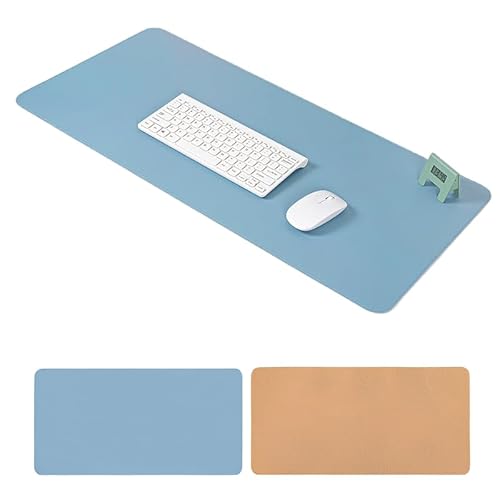 Schreibtischunterlage, Mauspad Mit Leder Und Rutchfeste Wildleder, Multifunktionales Office Mousepad Laptop Schreibunterlage, Tischschutz Unterlage Für Büro/Home-Office (Hellblau + Kork,90cm*45cm) von JXpxbao