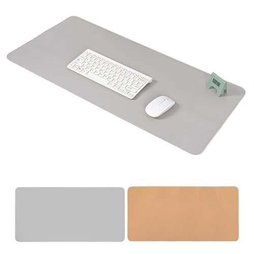 Schreibtischunterlage, Mauspad Mit Leder Und Rutchfeste Wildleder, Multifunktionales Office Mousepad Laptop Schreibunterlage, Tischschutz Unterlage Für Büro/Home-Office (Hellgrau + Kork,120cm*60cm) von JXpxbao