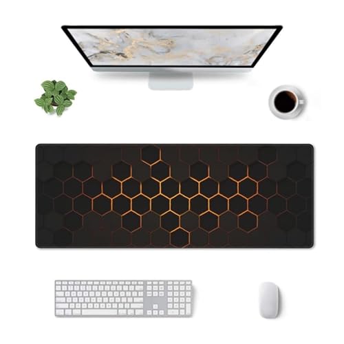 Schreibtischunterlage, Mauspad Mit Leder Und Rutchfeste Wildleder, Multifunktionales Office Mousepad Laptop Schreibunterlage,Tischschutz Unterlage Für Büro/Home-Office Groß (Gelb,300 * 800 * 2mm) von JXpxbao