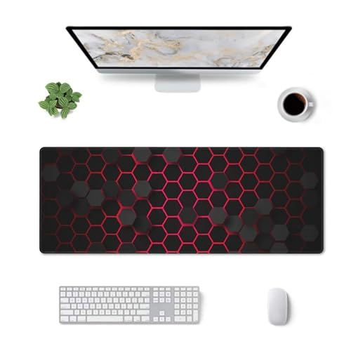Schreibtischunterlage, Mauspad Mit Leder Und Rutchfeste Wildleder, Multifunktionales Office Mousepad Laptop Schreibunterlage,Tischschutz Unterlage Für Büro/Home-Office Groß (Rot,300 * 250 * 2mm) von JXpxbao