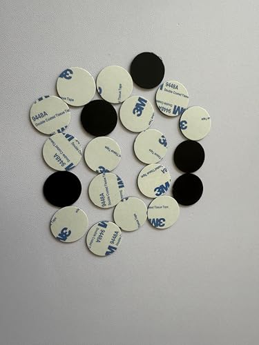 125 kHz T5577 RFID-Münzanhänger mit selbstklebender Rückseite für Identitätsschlüsselanhänger, die mit einem Durchmesser von 25 mm umgeschrieben werden können, Schwarz (10 Stück) von JYJRFID