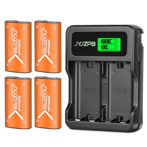 4 x 2800mAh Akku für Xbox One/Series X&S Controller, Hoher Kapazität Wiederaufladbar Akkus mit Ladegerät für Xbox Series X|S/Xbox One S/Xbox One X/Xbox One Elite Controller 4 x 2800mAh Akku für Xbox One/Series X&S Controller, Hoher Kapazität Wiederaufladbar Akkus mit Ladegerät für Xbox Series X|S/Xbox One S/Xbox One X/Xbox One Elite Controller von JYJZPB