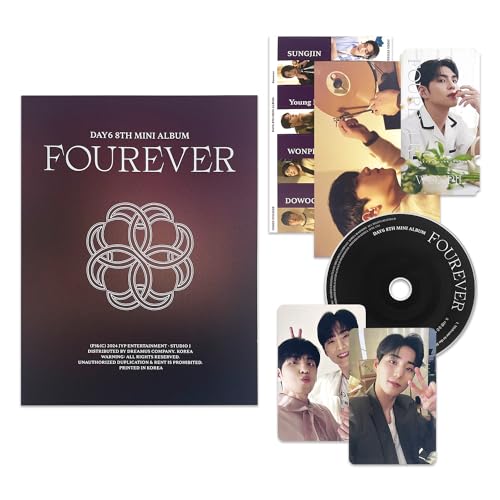 DAY6 - 8th Mini Album [FOUREVER] (STANDARD VER. - BROWN VER.) Photobook + Photo Sticker + Index Sticker + Unit Photocard + Original Ticket + Photocard + Mini Poster + CD-R + 4 Extra Photocards von JYP Ent.