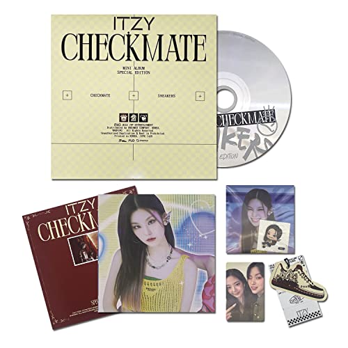 ITZY - [CHECKMATE SPECIAL EDITION] (A Ver.) Photobook + CD-R + Photocard + Special Tag + Sneakers Sticker + Postcard + Seal Sticker + Lyric Poster + 2 Pin Button Badges + 4 Extra Photocards von JYP Ent.