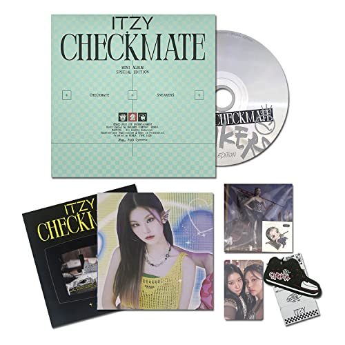 ITZY - [CHECKMATE SPECIAL EDITION] (B Ver.) Photobook + CD-R + Photocard + Special Tag + Sneakers Sticker + Postcard + Seal Sticker + Lyric Poster + 2 Pin Button Badges + 4 Extra Photocards von JYP Ent.