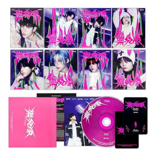 Stray Kids - -Rock-STAR (POSTCARD Ver. - SET) Out Box + Postcard Set + CD-R + Lyrics Paper + Mini Folded Poster + Photocard + 8 Smart Cleaner von JYP Ent.