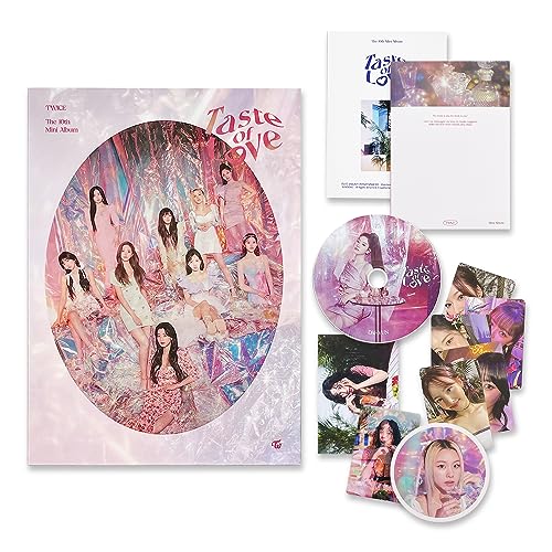 TWICE - 10th Mini Album [Taste of Love] (In Love Ver.) Cover + Sleeve + Photobook + CD-R + Lenticular + Tasting Card + Coaster + Photocard + 2 Pin Button Badges von JYP Ent.