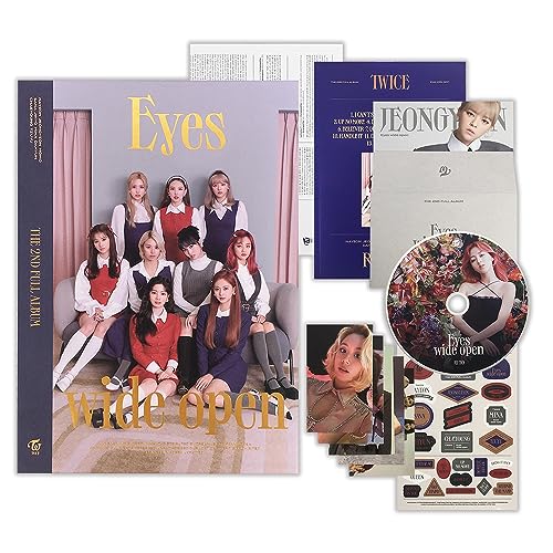 TWICE - THE 2ND FULL ALBUM [Eyes wide open] (Retro Ver.) Photobook + CD-R + Message Card + Lyric Folded Poster + D.I.Y Sticker + Photocard + 2 Pin Button Badges von JYP Ent.