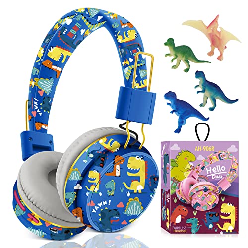 JYPS Bluetooth Kopfhörer Kinder, Dinosaurier Kopfhörer Kabellos Kinder mit Kabel, Bluetooth Kopfhörer Over Ear für Mädchen/Jung mit Mikrofon, Schule Kleinkind Kopfhörer ab 3-10 Jahre, für iPad/Tablet von JYPS