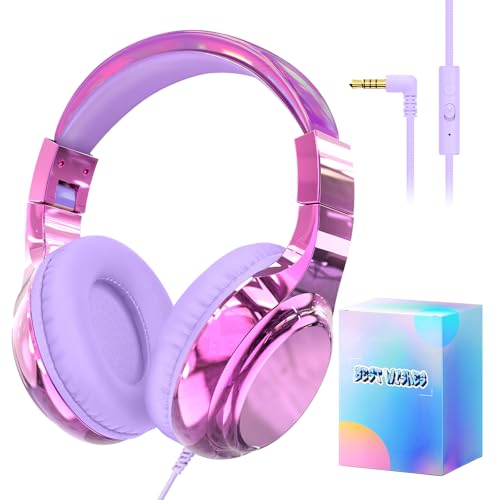 JYPS Kinder Kopfhörer,Kopfhörer Kinder mit Kabel,85/94 dB Volume Limit,Faltbare Kinder Kopfhörer für Mädchen ab 2 3 5 6 7 Jahre,Over Ear Schule Kopfhörer mit Mikrofon und 3.5mm Jack für iPad/Tablet von JYPS