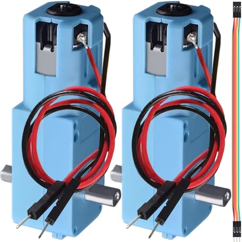 JYUDAUFU 2 Stück TT-Getriebemotor 1:90 Mini DC 3-6 V mit Metallzahnrädern mit Kabel für Roboter Smart Car DIY RC Spielzeug Elektromotor Getriebe, blauer Motor mit 5-poligem Überbrückungskabel JYUDAUFU 2 Stück TT-Getriebemotor 1:90 Mini DC 3-6 V mit Metallzahnrädern mit Kabel für Roboter Smart Car DIY RC Spielzeug Elektromotor Getriebe, blauer Motor mit 5-poligem Überbrückungskabel von JYUDAUFU