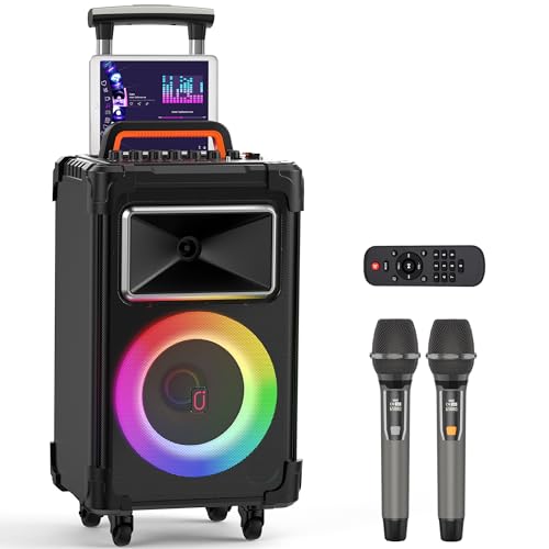 JYX Karaoke Maschine, Karaoke Anlage mit 2 Mikrofonen, Tragbare Bluetooth Lautsprecher für Erwachsene, Party Karaoke Lautsprecher, Subwoofer PA System für Versammlungen von JYX