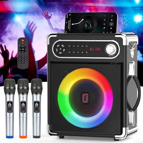 JYX Karaoke Maschine, Karaoke Anlage mit 3 Mikrofonen, Tragbare Bluetooth Lautsprecher für Erwachsene, Party Karaoke Lautsprecher, Subwoofer PA System für Versammlungen von JYX