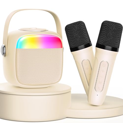 JYX Karaoke Maschine für Kinder & Erwachsene, Mini Karaoke Anlage mit 2 Mikrofonen, Bluetooth Karaoke Lautsprecher für Heimparty, Geschenk für Brithday, Weihnachten, Spielzeug für Mädchen und Jungen von JYX