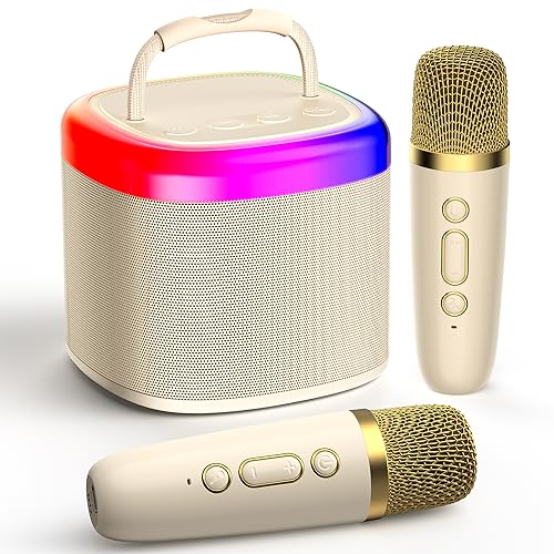 JYX Karaoke Maschine für Kinder & Erwachsene, Mini Karaoke Anlage mit 2 Mikrofonen, Bluetooth Karaoke Lautsprecher für Heimparty, Geschenk für Brithday, Weihnachten, Spielzeug für Mädchen und Jungen von JYX