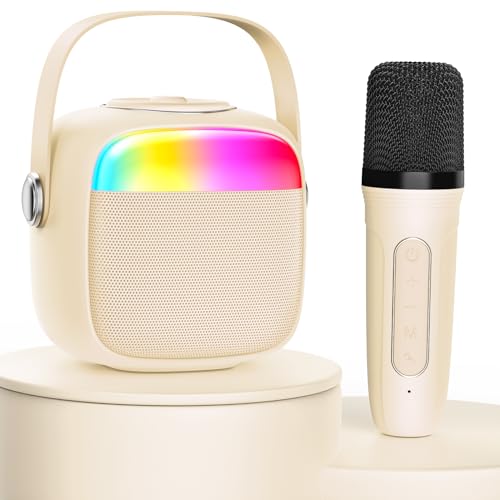 JYX Karaoke Maschine für Kinder & Erwachsene, Mini Karaoke Anlage mit Mikrofonen, Bluetooth Karaoke Lautsprecher für Heimparty, Geschenk für Brithday, Weihnachten, Spielzeug für Mädchen und Jungen von JYX