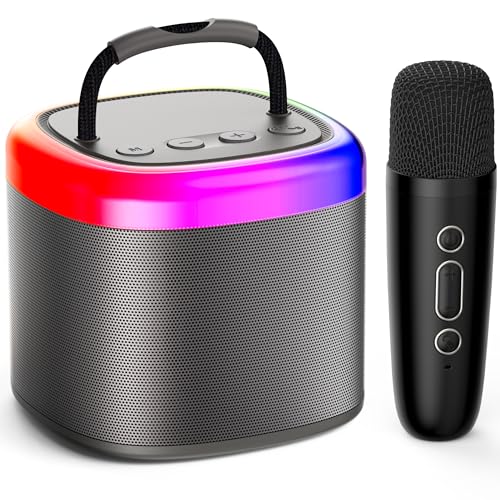 JYX Karaoke Maschine für Kinder & Erwachsene, Mini Karaoke Anlage mit Mikrofonen, Bluetooth Karaoke Lautsprecher für Heimparty, Geschenk für Brithday, Weihnachten, Spielzeug für Mädchen und Jungen von JYX