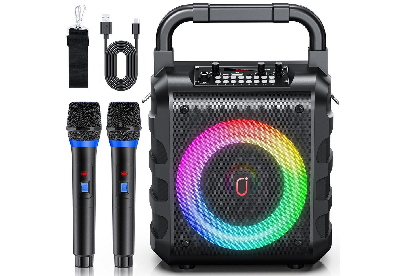 JYX mit 2 drahtlosen Mikrofonen Camping Party Lautsprecher Karaoke-Maschine JYX mit 2 drahtlosen Mikrofonen Camping Party Lautsprecher Karaoke-Maschine von JYX