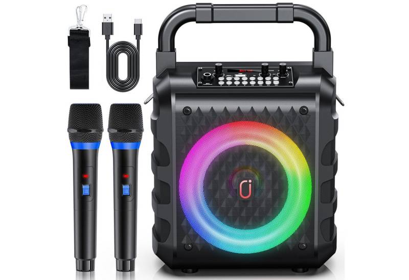JYX mit 2 drahtlosen Mikrofonen Camping Party Lautsprecher Karaoke-Maschine von JYX