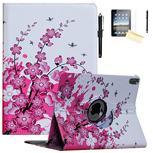 JYtrend Schutzhülle für iPad Pro 12.9 6. 5. 4. 3. Generation, drehbarer Ständer, Smart Auto Wake Up/Sleep Cover Modell A2436 A2764 A2437 A2378 A2379 A2461 A2229 A2069 A2232 A1876 A201 4 A18 95, rosa von JYtrend