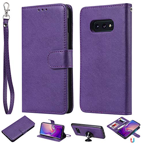 JZ 2 in 1 [Detachable][Fit Car Mount Magnetic] for Für Samsung Galaxy S10e SM-G970 PU Leather Wallet Flip Hülle Cover with Wrist Strap - Purple von JZ